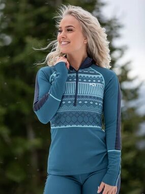 Kari Traa Perle Half-Zip Baselayer Top in Ocean